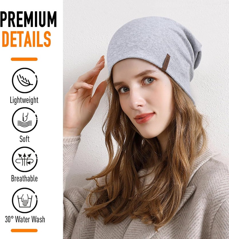 HAMUNI Slouchy Beanie for Women Cotton Beanies Hats Men Lightweight Soft Chemo Headwear Warm Skull Cap for All Seasons - Image 2